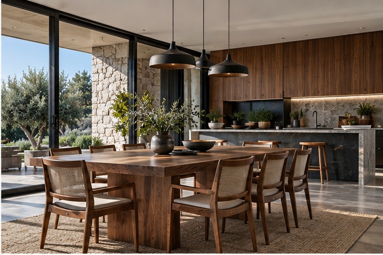 Luxury kitchen and dining interior